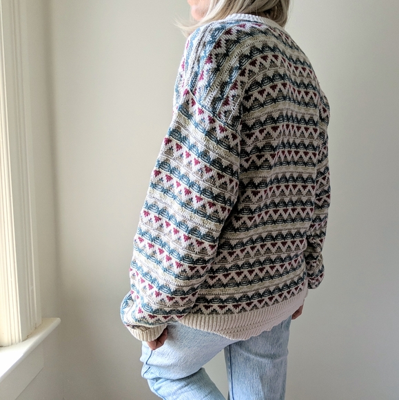 SOLD⚡VTG 90s Cream Grandpa Style Sweater - Picture 4 of 8